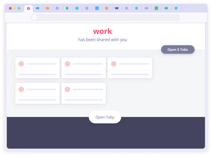 Browser showing shared collection with tabs ready to open