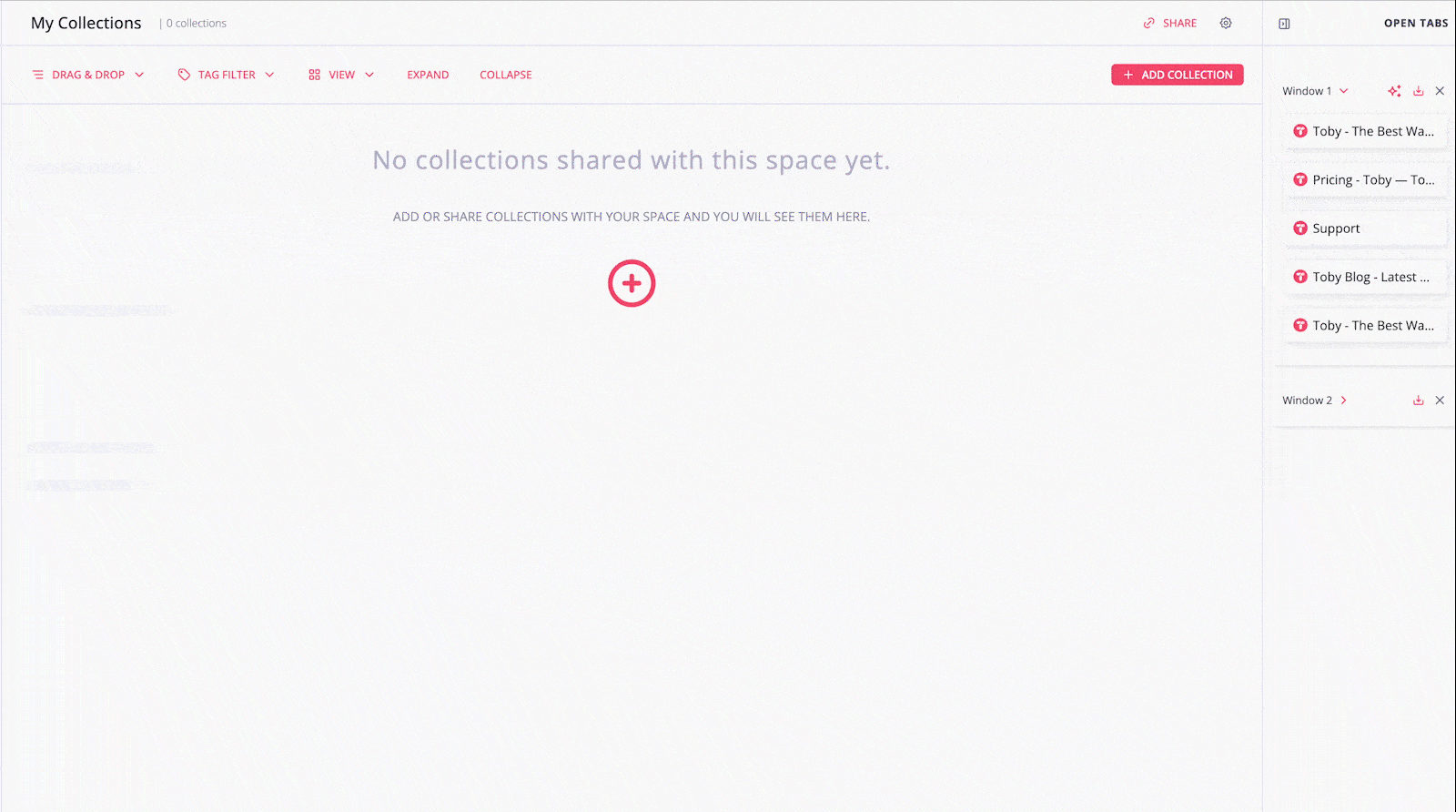 How to create and organize collections in Toby